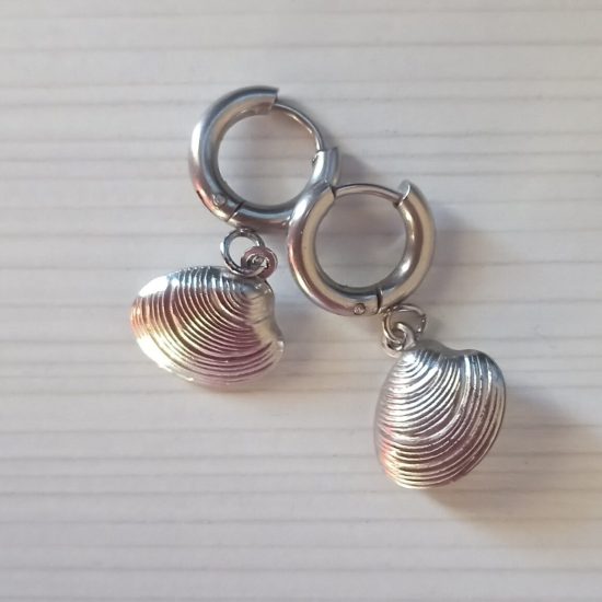 Ατσάλινα σκουλαρίκια  mini silver shells.