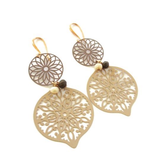 FILIGREE BROWN BEIGE ROUND CRYSTALS 1
