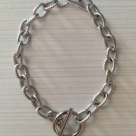 Χειροποίητο ατσάλινο , ασημί  βραχιόλι  silver beauty