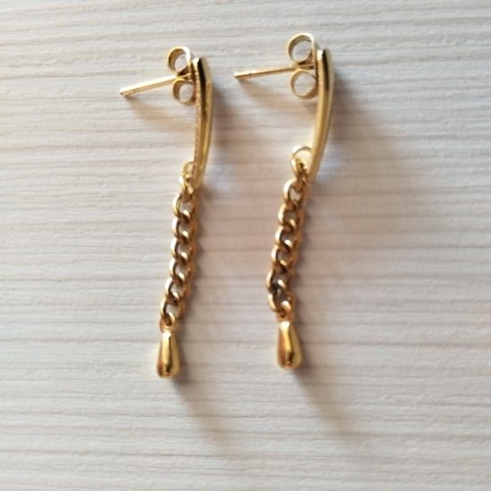 Χειροποίητα Aτσάλινα, χρυσά σκουλαρίκια gold armony .