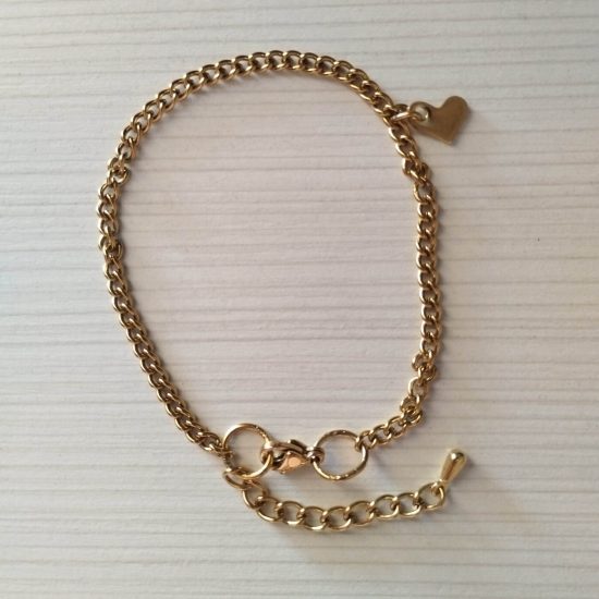 Χειροποίητο , ατσάλινο χρυσό βραχιόλι gold heart